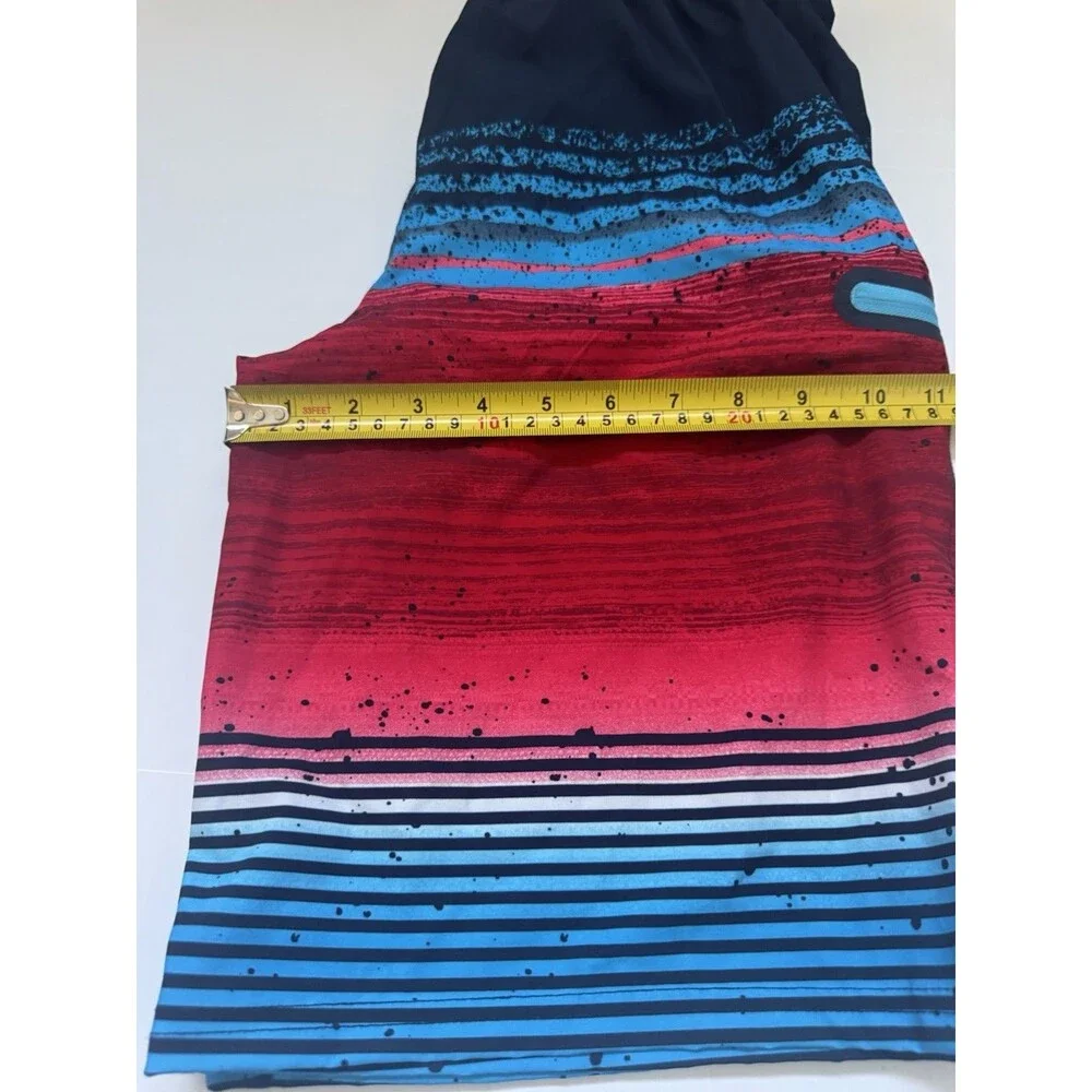 Wonder Nation Boys XL 14-16 Swim Trunks Board Shorts Red Blue Striped Beach